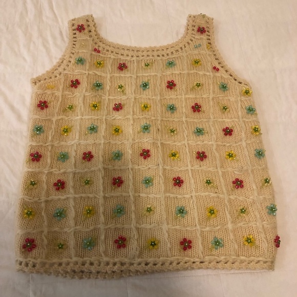 Vintage Jackets & Blazers - Vintage wool beaded floral vest EUC